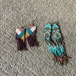 Pink and Yellow Tassel Earrings